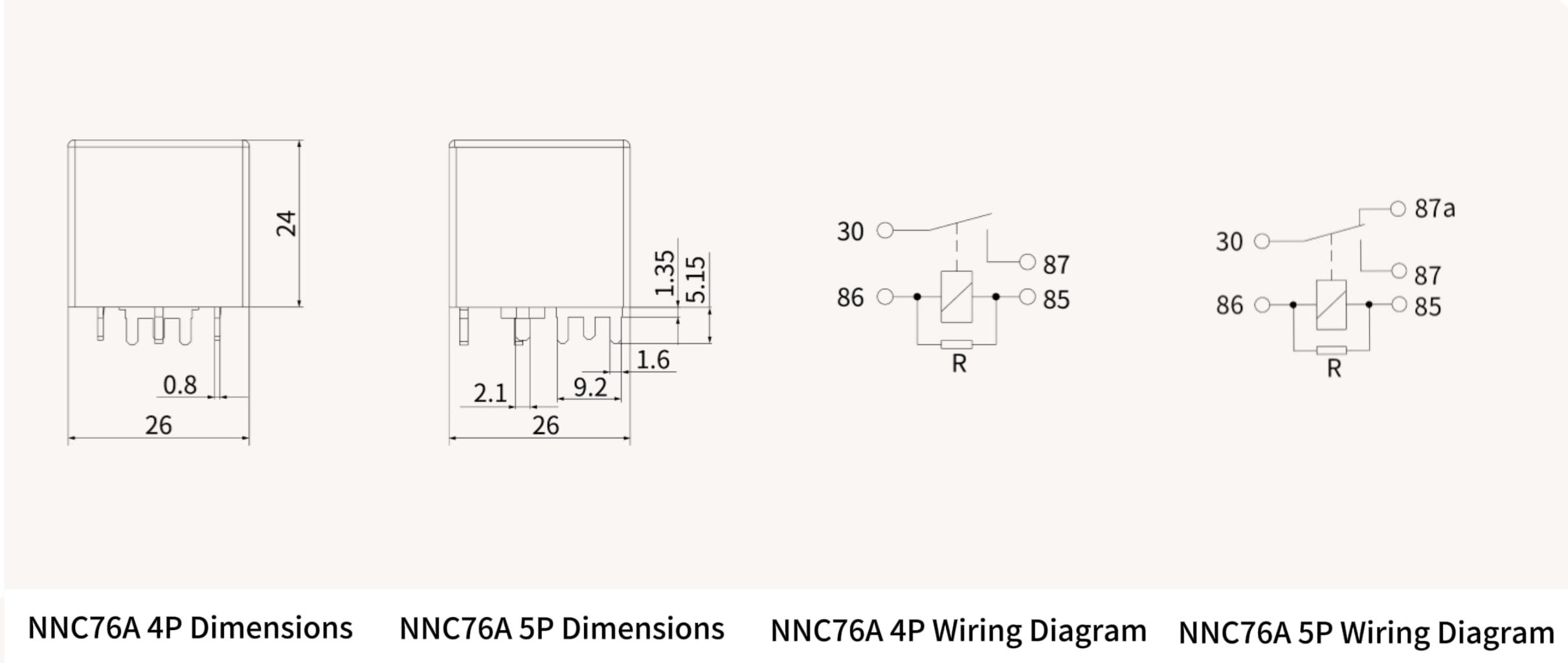 NNC76A РАЗМЕРЫ